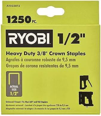 Összegyűjtött rögzítők |   Ryobi 1,25 db 3/8″ X 1/2″ Nehéz Teherbírású Koronás Tűzőkapcsok – A133812 Összegyűjtött rögzítők Összegyűjtött rögzítők