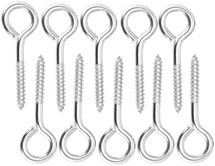 Csavarok |   – 3/8″ X 2.5″ Rozsdamentes Acél Lag Csavar Szem Horgok – 10 Darab – Nehéz Teherbírású Szem Horgok Csavar – 18-8 (304) Rozsdamentes Acél Belső/Külső Használatra – 4″ Összhossz Csavarok Csavarok