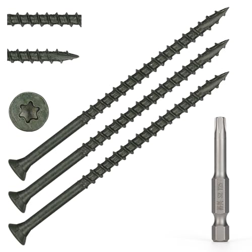 Csavarok |   Faforgács Csavarok #1 X 3-1/2″, T25 Csillag Torx Meghajtású Lapos Fejű Terasz Csavarok, Zöld, 58 Db (1 Kg) Csavarok Csavarok