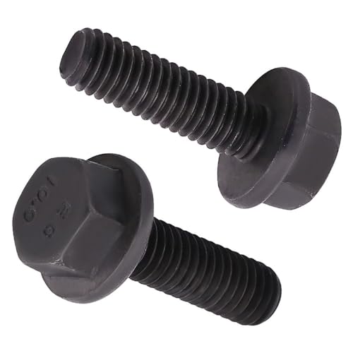 Csavarok |   M12-1.75 x 25 mm (8 db) Flancos Hex Fejű Csavarok Fekete Oxid Bevonattal, 1.9 Osztályú Ötvözet Acél, Nagy Flancos Mosófej, DIN6921/GB5789, Teljes Menet Csavarok Csavarok