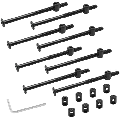 Csavarok |   M6 X 1Mm emeletes ágy csavarok, hatszögletű meghajtású bútor hordócsavarok, csavaranya bútorhoz, babaágy csavar kulccsal (Fekete, 12 db) Csavarok Csavarok