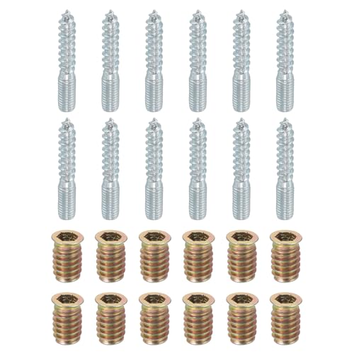 Csavarok |   M8X50Mm Hanger Csavarok, 12Db 31Mm Fa Dowel Csavar Önmenetes Csavar 12Db M8X20Mm Menetes Beillesztő Anyával, Hex Kúpos Meghajtó, Bútorlábak Összekapcsolásához Csavarok Csavarok