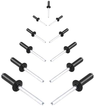 Rögzítők |   150 db Vakretesz 3/16″×1/2″ (4,8 mm×12 mm) Fekete Porszórt Pop Retez Alumínium Fogantyúval Acél Mandrel Vak Rögzítők Rögzítők Rögzítők