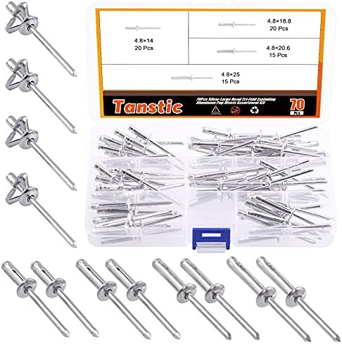 Rögzítők |   7 db 3/16” X 9/16” / 3/4” / 13/16” / 1″ 4 méretű peremes alumínium vakpopni nagy fejű háromszoros robbanó popni válogatott készlet (Ezüst) Rögzítők Rögzítők