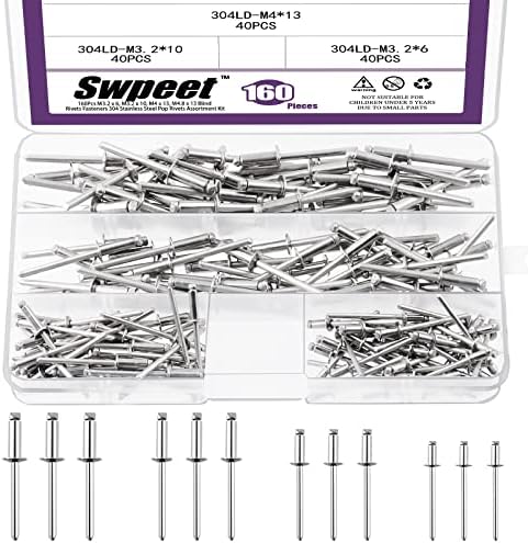 Rögzítők |   Swpeet 16 db 1/8″, 5/32″, 3/16″ Nagy Flancos 34 db Rozsdamentes Acél Vak Rögzítő Csavar Készlet, Fekete Pop Rögzítők Nyitott Végű Pop Rögzítő Belső és Külső Használatra Rögzítők Rögzítők