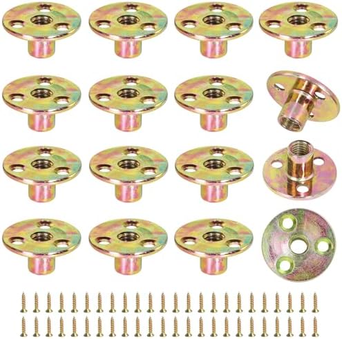 T-anyák |   3/8″-16 Brad lyukú T-anyák csavarokkal, cinkbevonatú szénacél 3-lyukú T-anyák, női menetes rögzítőelem fa bútorokhoz és DIY projektekhez – 16 szett (64 darab) Rögzítők T-anyák