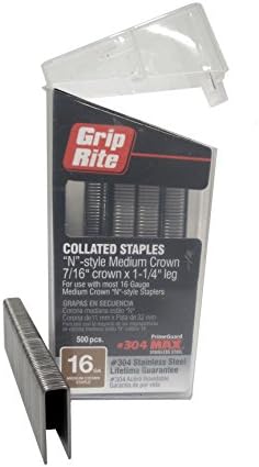 Tűzőgép tűk |   Grip Rite Prime Guard Maxb64890 16-os 7/16″ Közepes Korona 1-1/4″ 304 Rozsdamentes Acél Kapcsok Övcsipesz Dobozban (500 darabos csomag) Rögzítők Tűzőgép tűk